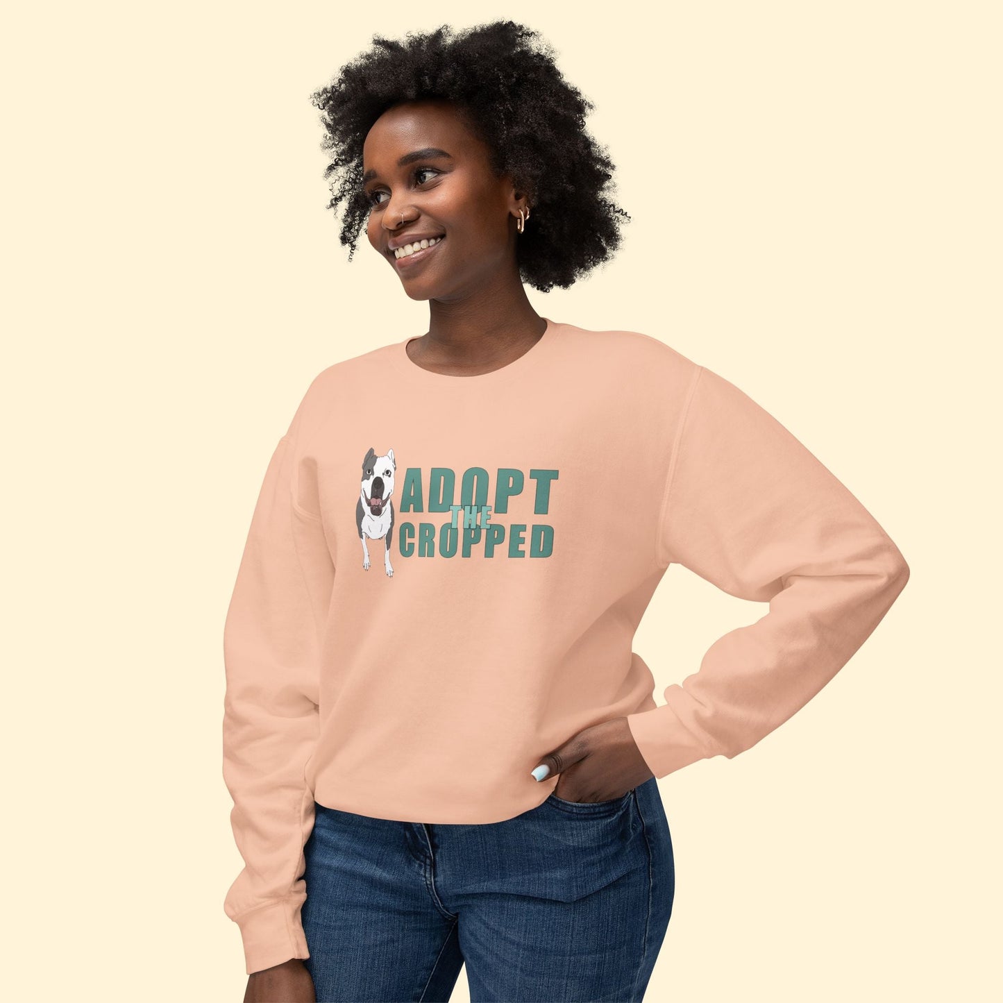 Adopt The Cropped | Lightweight Comfort Colors Crewneck Sweatshirt - Detezi Designs - 80617250355886329505