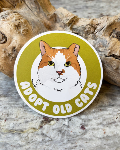 Adopt Old Cats | 3" Vinyl Sticker