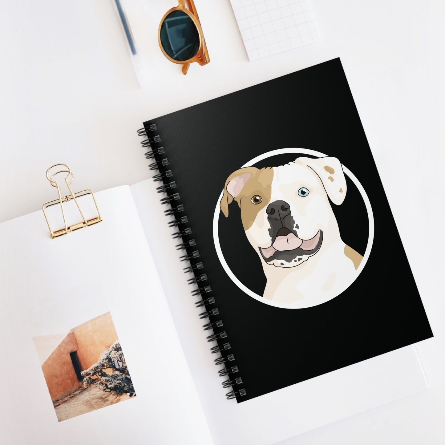 American Bulldog Circle | Spiral Notebook - Detezi Designs - 40965804793951131674