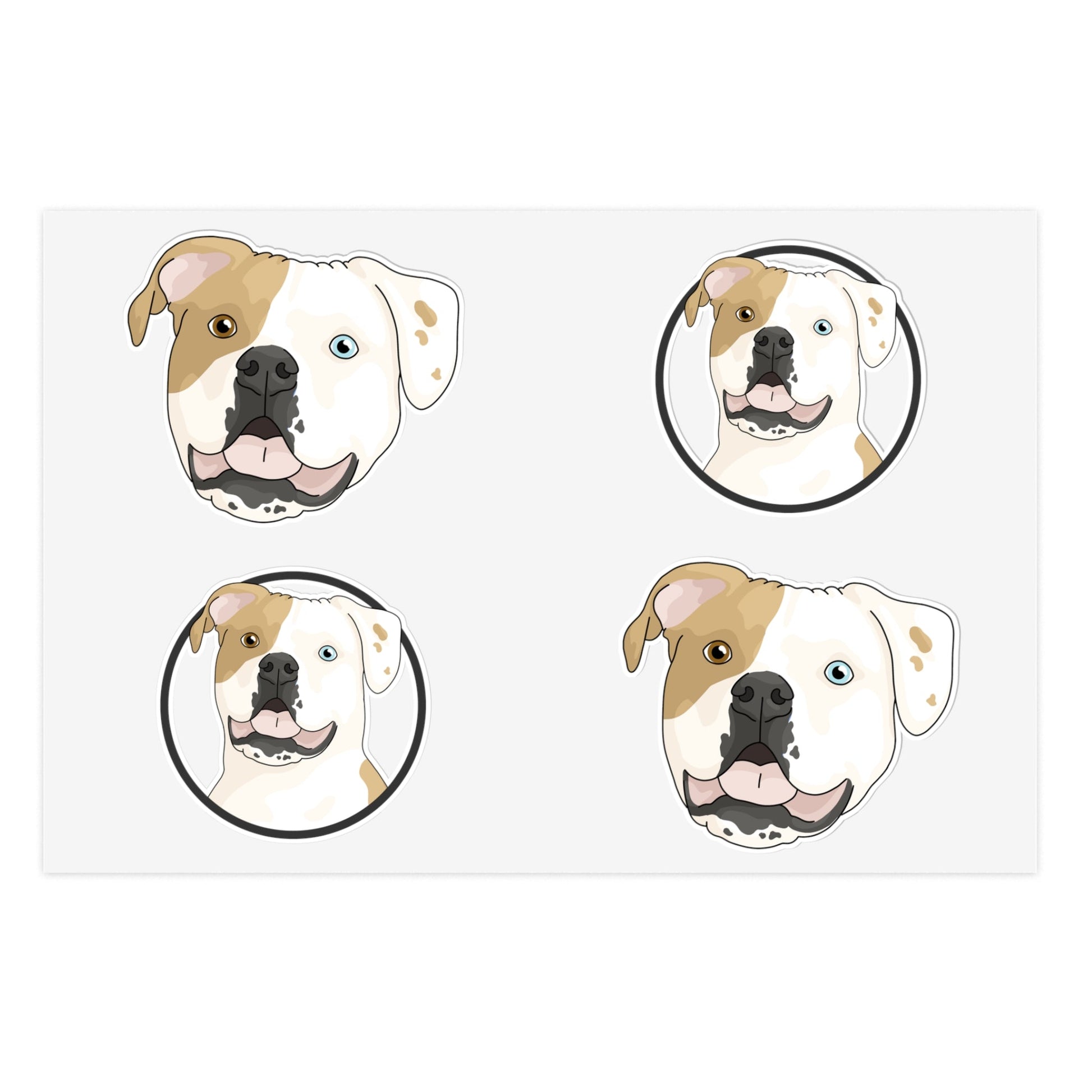 American Bulldog Circle | Sticker Sheet - Detezi Designs - 78266137013717780100