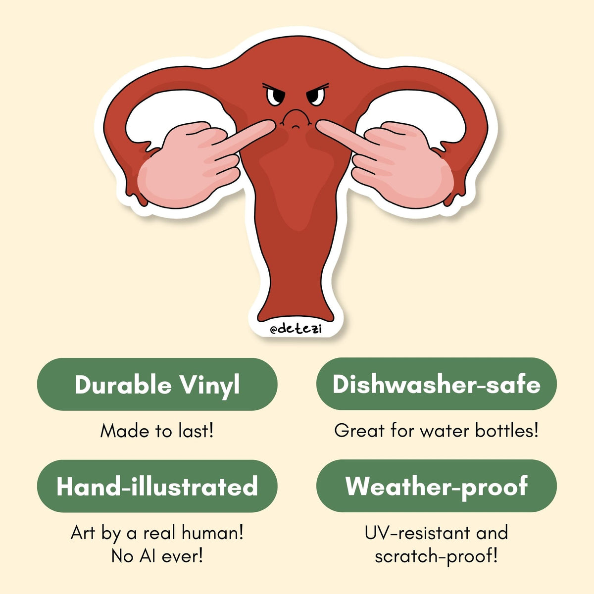 Angry Uterus | Vinyl Sticker - Detezi Designs-
