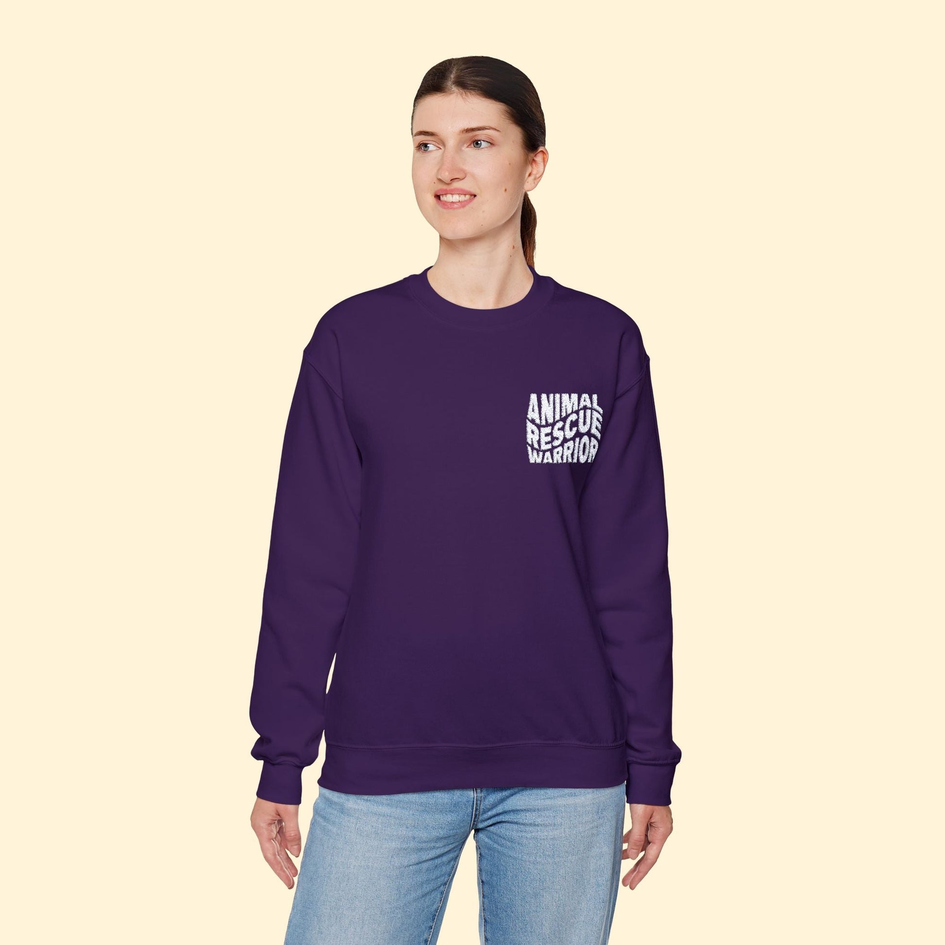 Animal Rescue Warrior | Embroidered | Unisex Crewneck Sweatshirt - Detezi Designs - 26570399451878028694