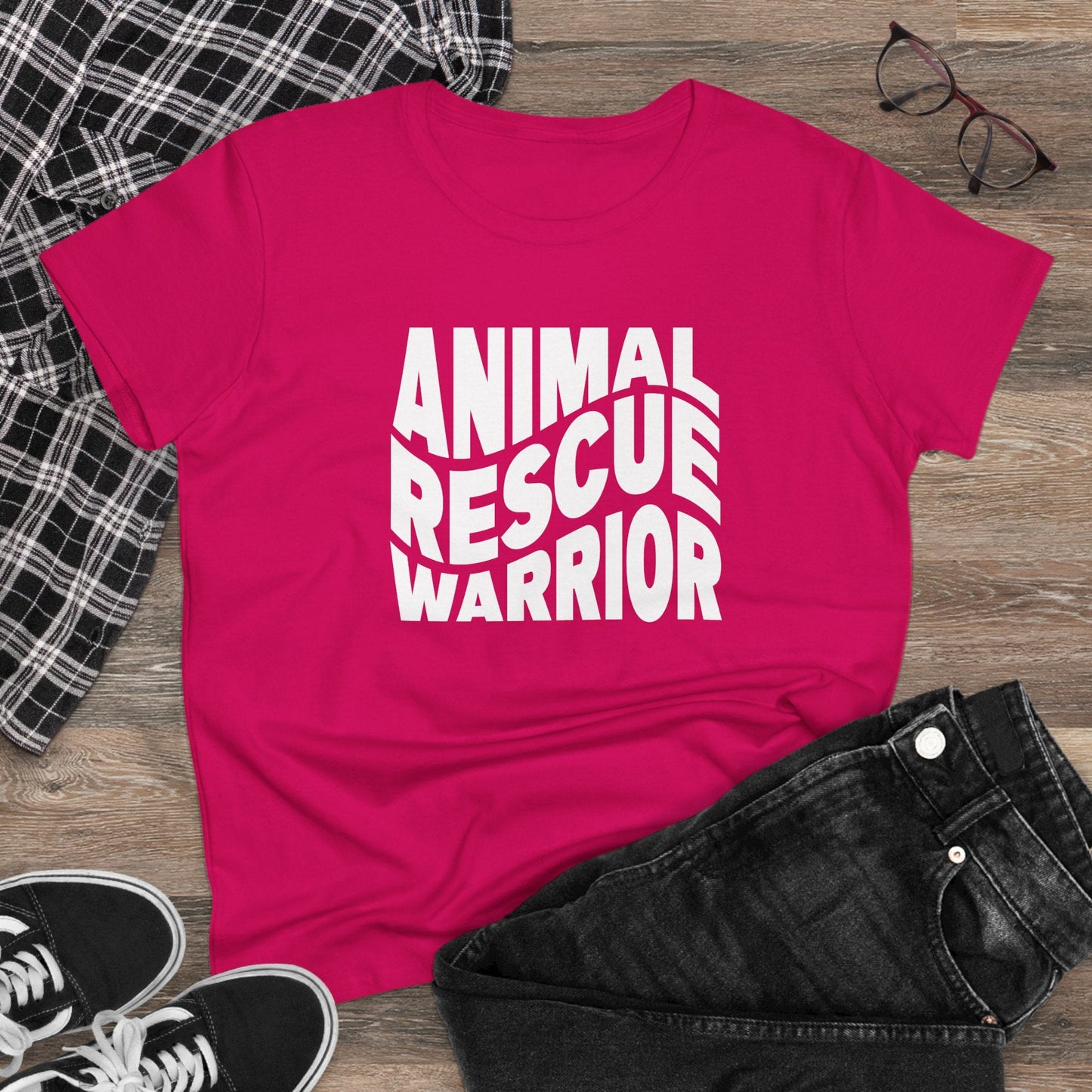 Animal Rescue Warrior | Women's Midweight Cotton Tee - Detezi Designs - 10645655309934797029