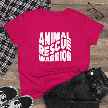 Animal Rescue Warrior | Women's Midweight Cotton Tee - Detezi Designs - 10645655309934797029