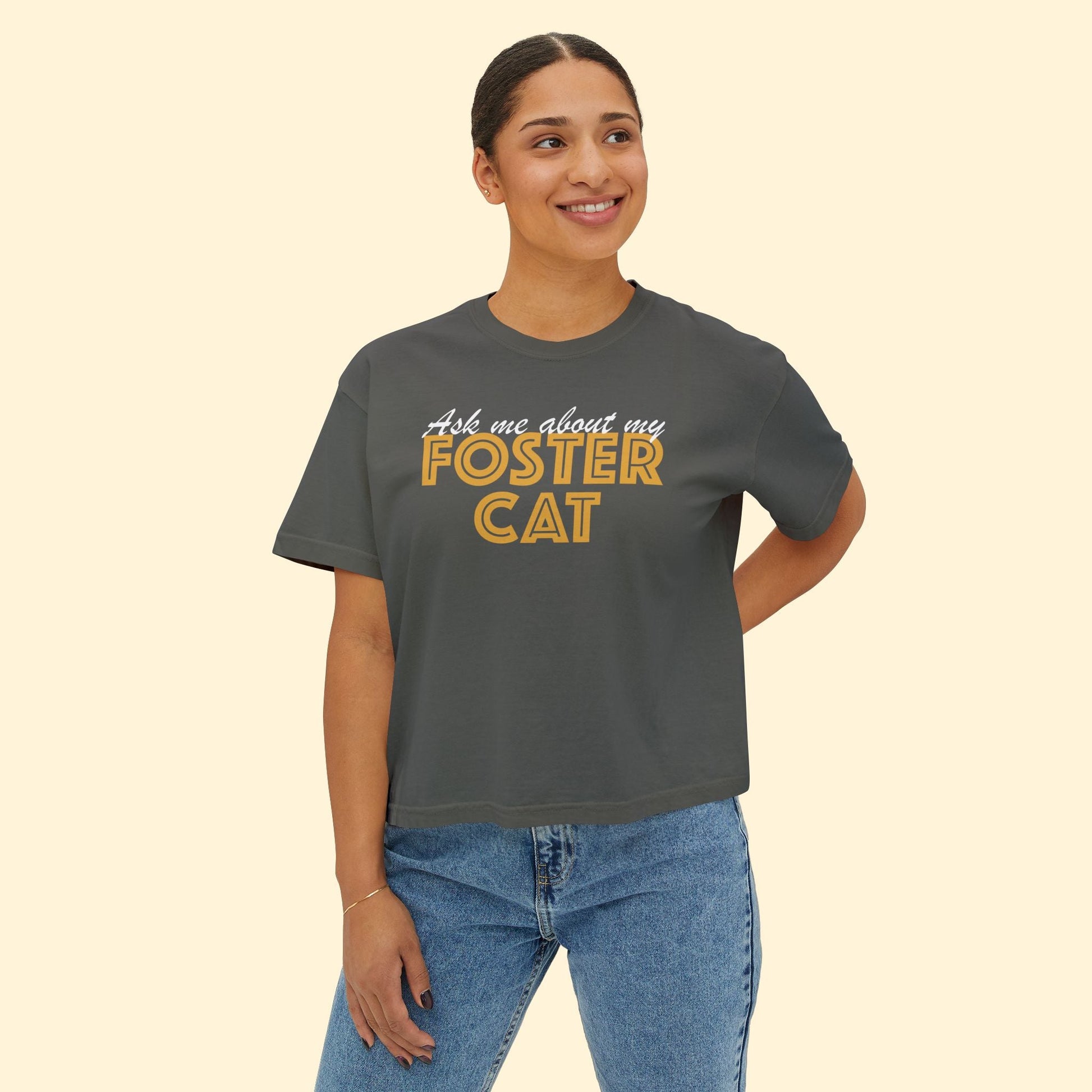 Ask Me About Foster Cat | Comfort Colors Boxy Tee - Detezi Designs - 16032852930823672968