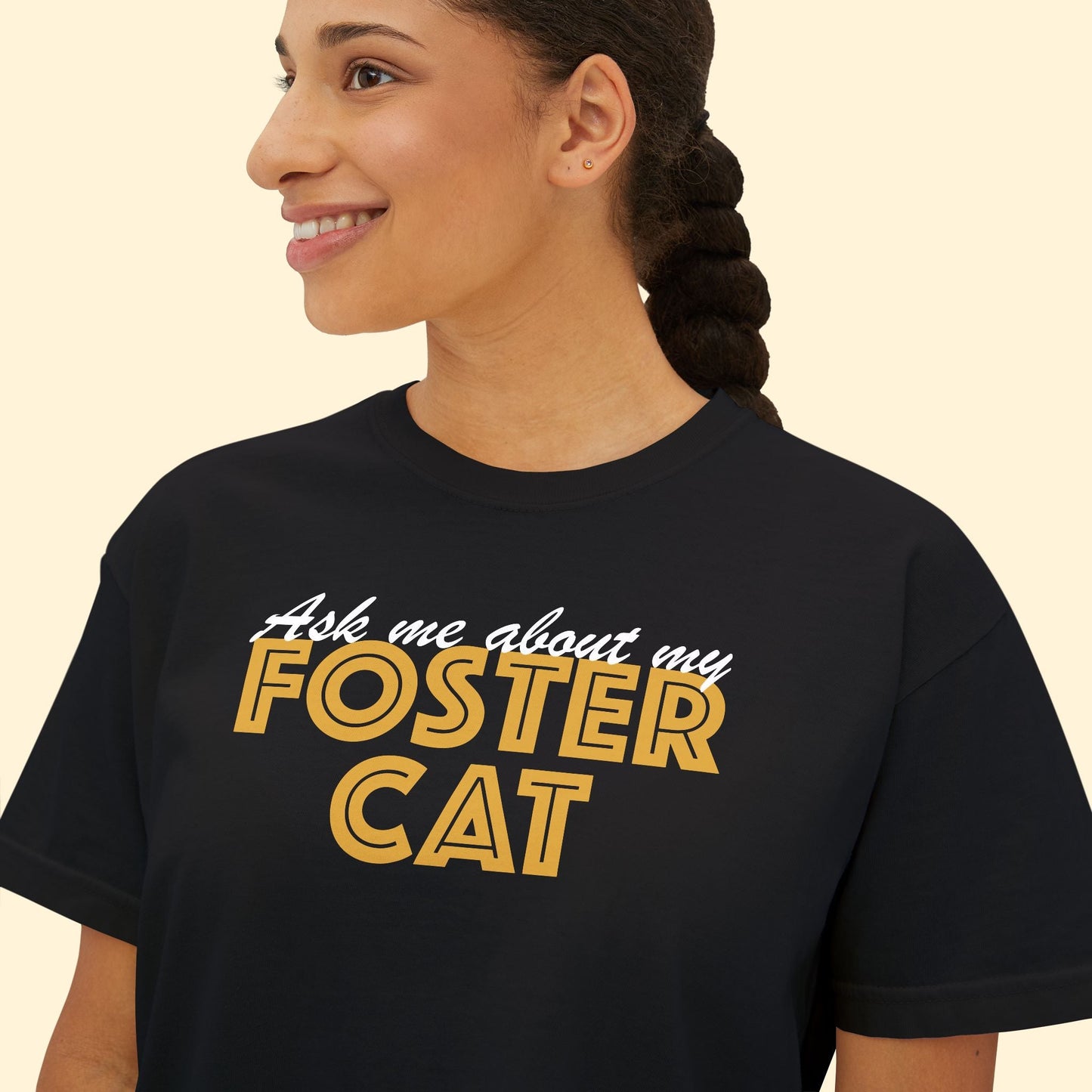 Ask Me About Foster Cat | Comfort Colors Boxy Tee - Detezi Designs - 16032852930823672968