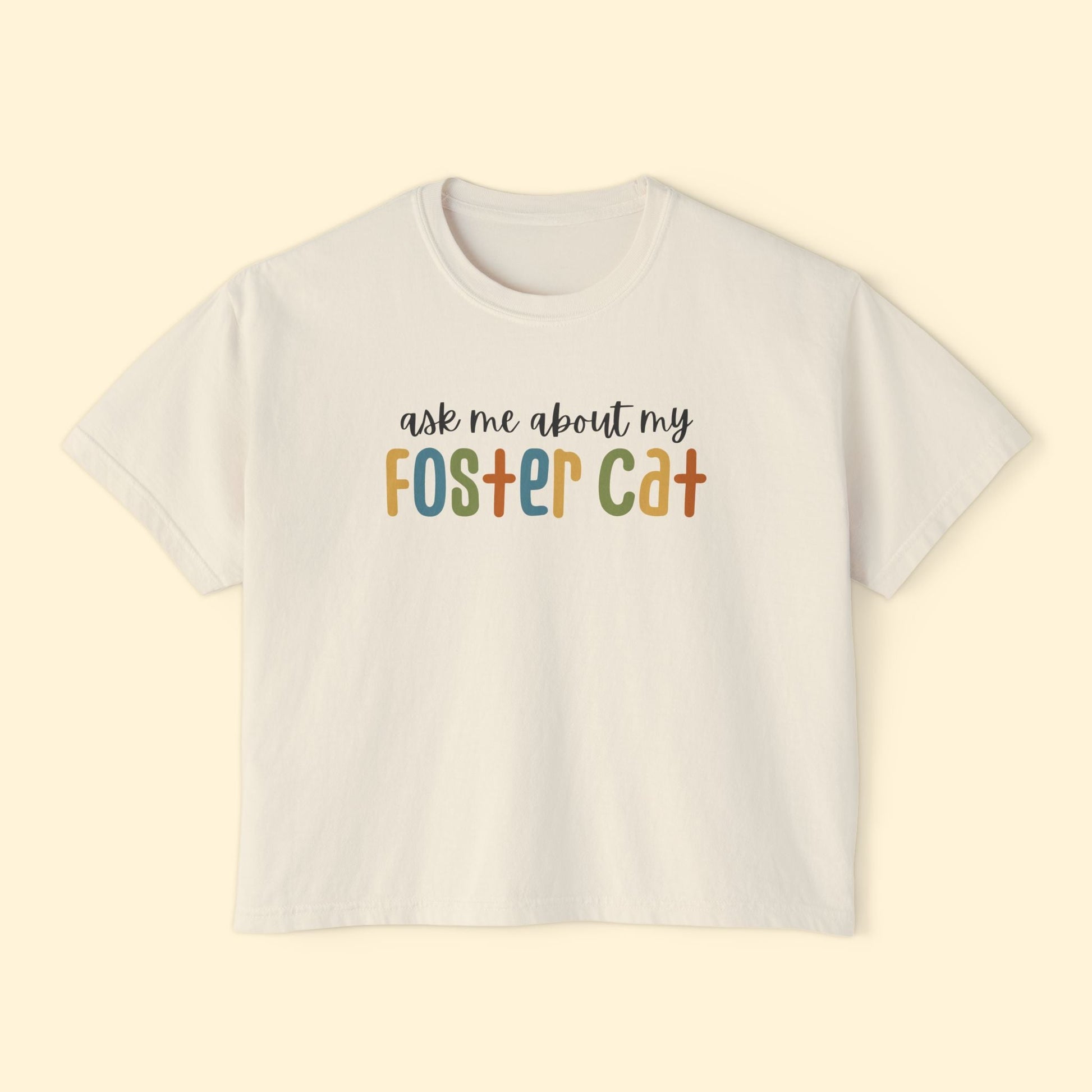 Ask Me About Foster Cat | Comfort Colors Boxy Tee - Detezi Designs - 88379603294052910546
