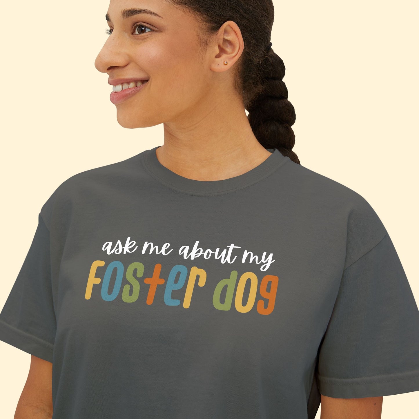 Ask Me About Foster Dog | Comfort Colors Boxy Tee - Detezi Designs - 11473878314771905834