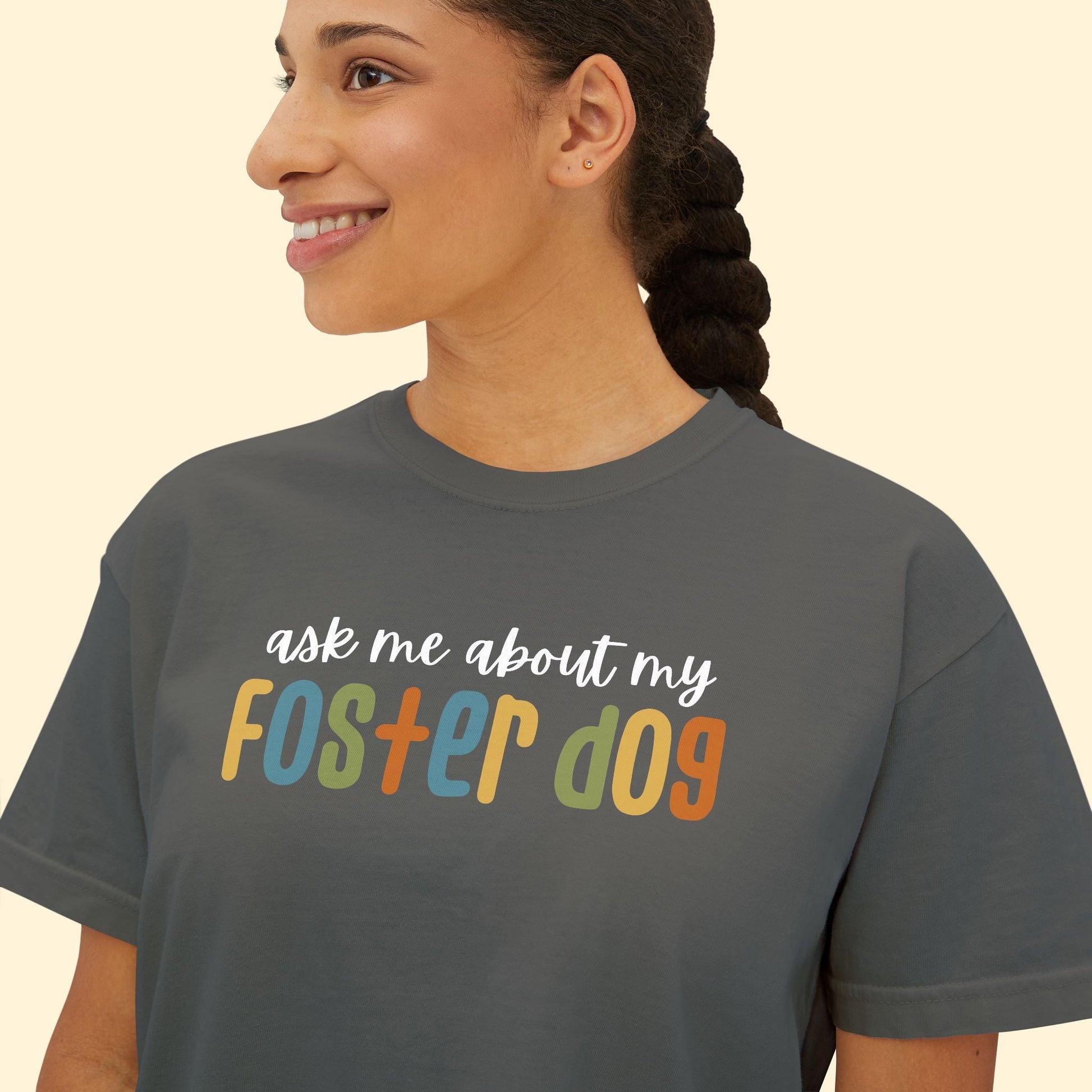 Ask Me About Foster Dog | Comfort Colors Boxy Tee - Detezi Designs - 11473878314771905834