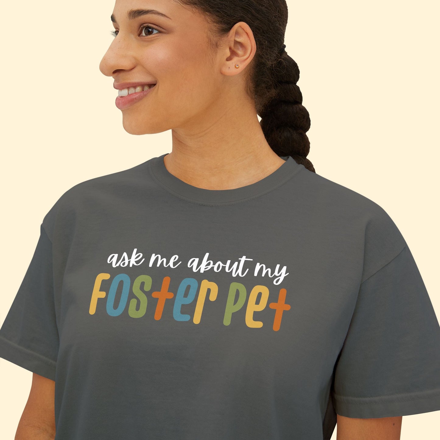 Ask Me About Foster Pet | Comfort Colors Boxy Tee - Detezi Designs - 92428651635290807586
