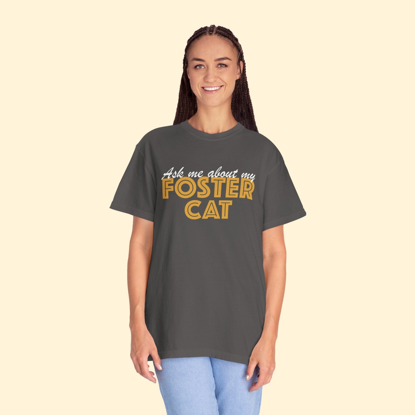 Ask Me About My Foster Cat | Classic | Comfort Colors Unisex T - shirt - Detezi Designs - 73221020867425780952