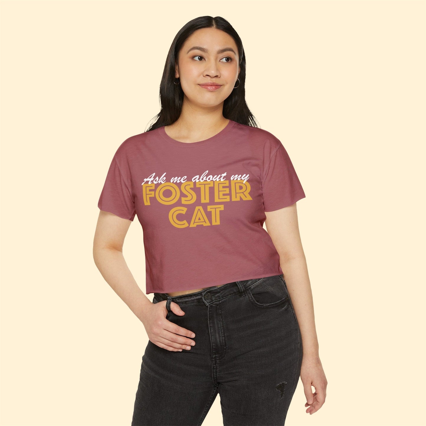 Ask Me About My Foster Cat | Classic | Women's Festival Crop Top - Detezi Designs-22853345477071328684