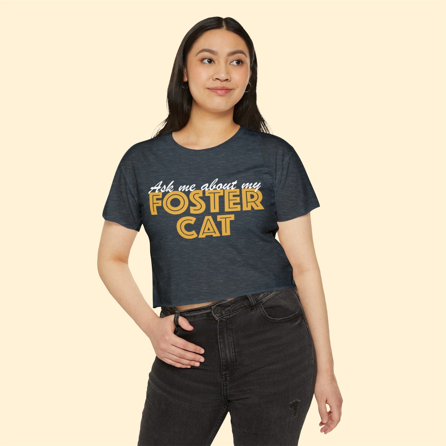 Ask Me About My Foster Cat | Classic | Women's Festival Crop Top - Detezi Designs-22853345477071328684