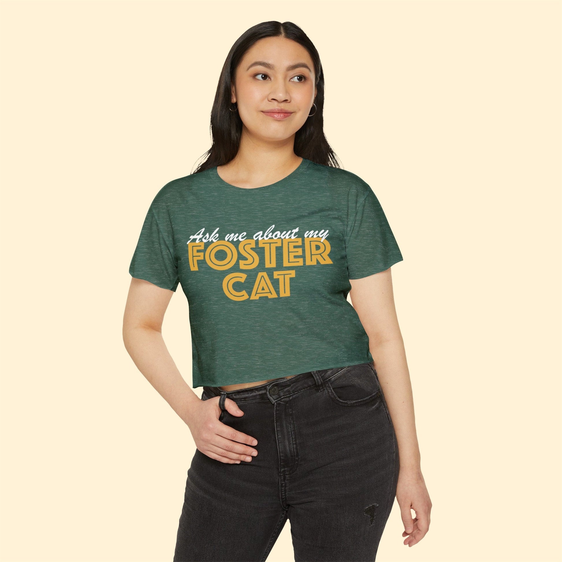 Ask Me About My Foster Cat | Classic | Women's Festival Crop Top - Detezi Designs-22853345477071328684