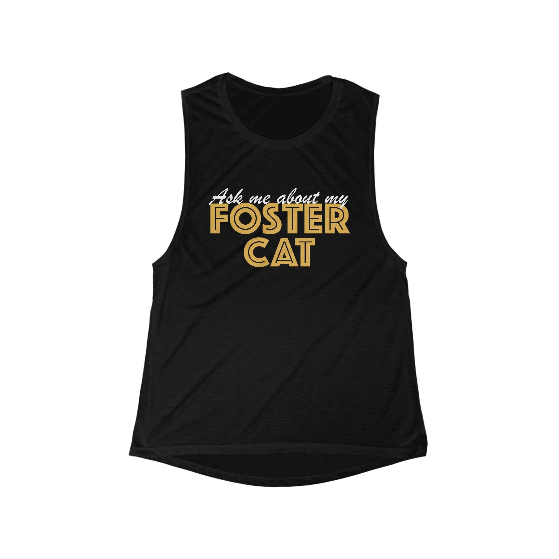 Ask Me About My Foster Cat | Classic | Women's Flowy Scoop Muscle Tank - Detezi Designs-61488286172619499232