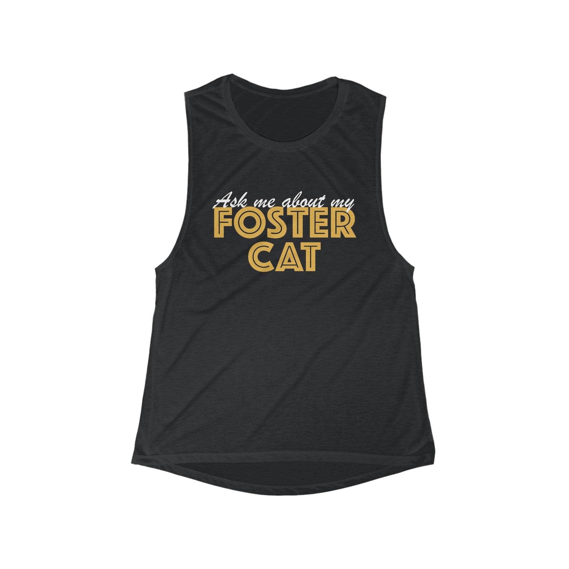 Ask Me About My Foster Cat | Classic | Women's Flowy Scoop Muscle Tank - Detezi Designs-97939790030494428014