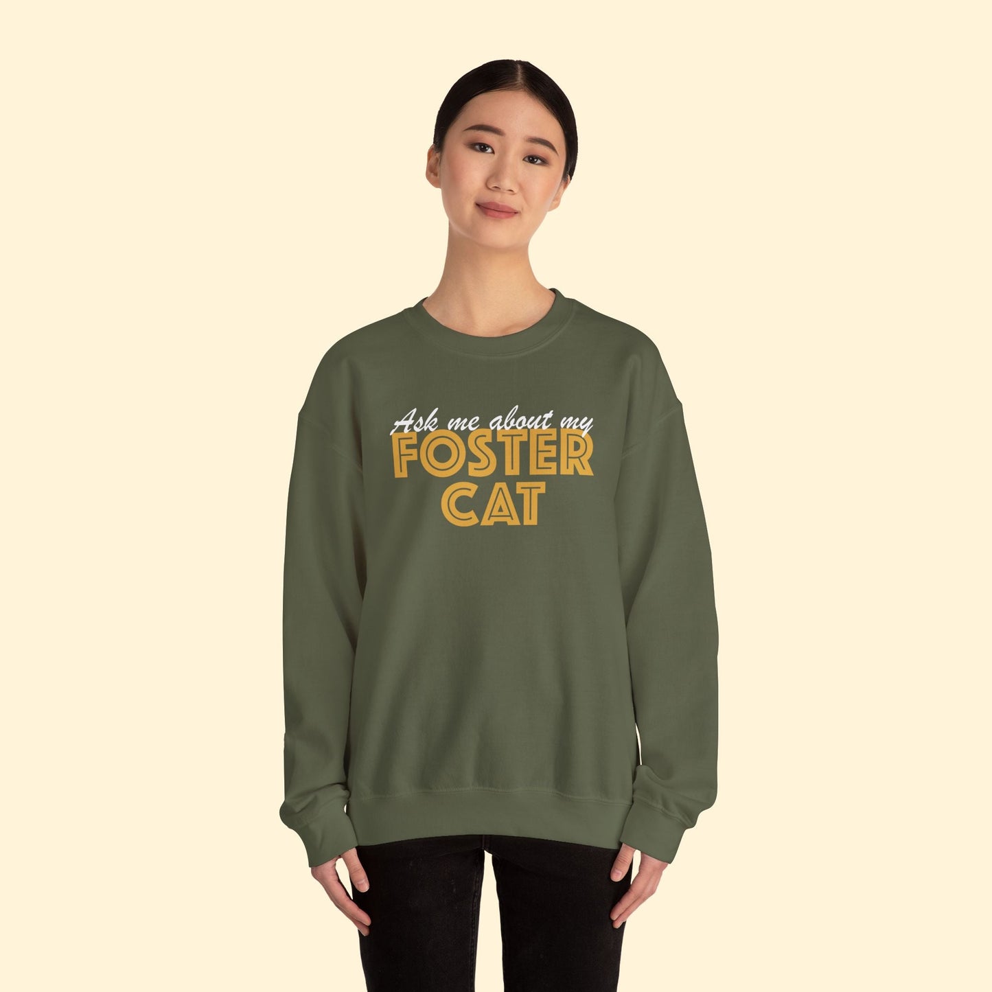 Ask Me About My Foster Cat | Crewneck Sweatshirt - Detezi Designs - 28674781935862553390