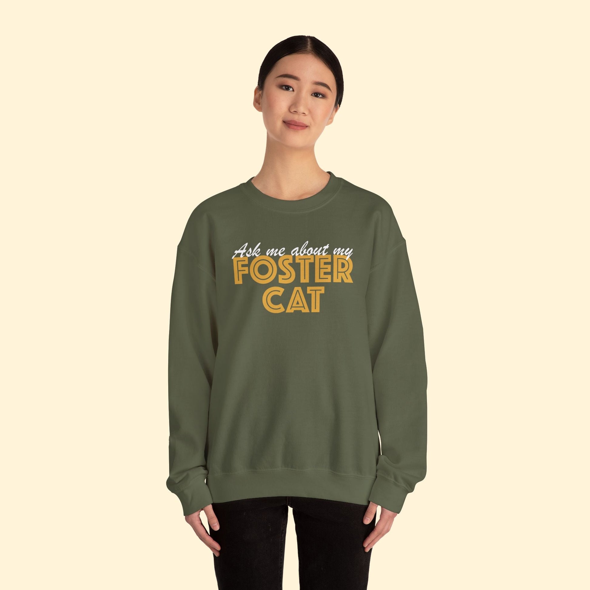 Ask Me About My Foster Cat | Crewneck Sweatshirt - Detezi Designs - 28674781935862553390