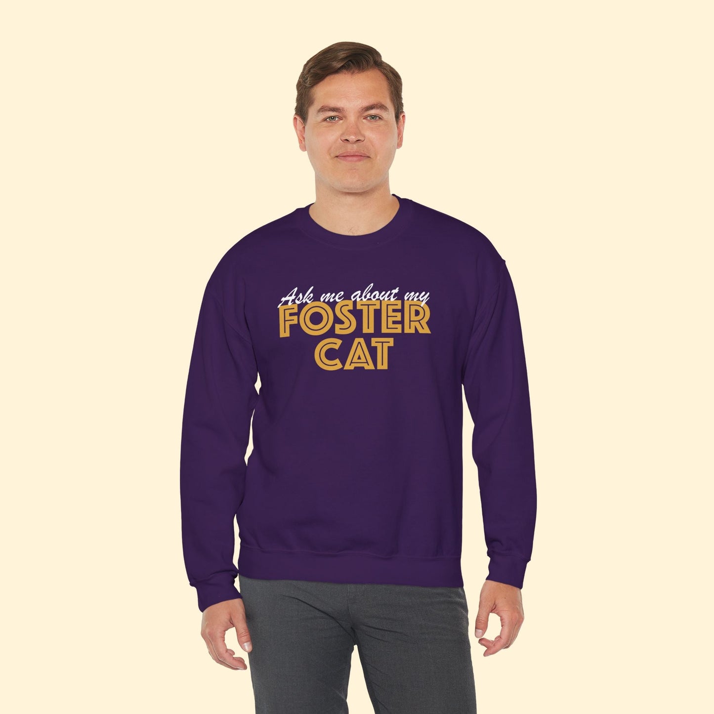 Ask Me About My Foster Cat | Crewneck Sweatshirt - Detezi Designs - 28674781935862553390