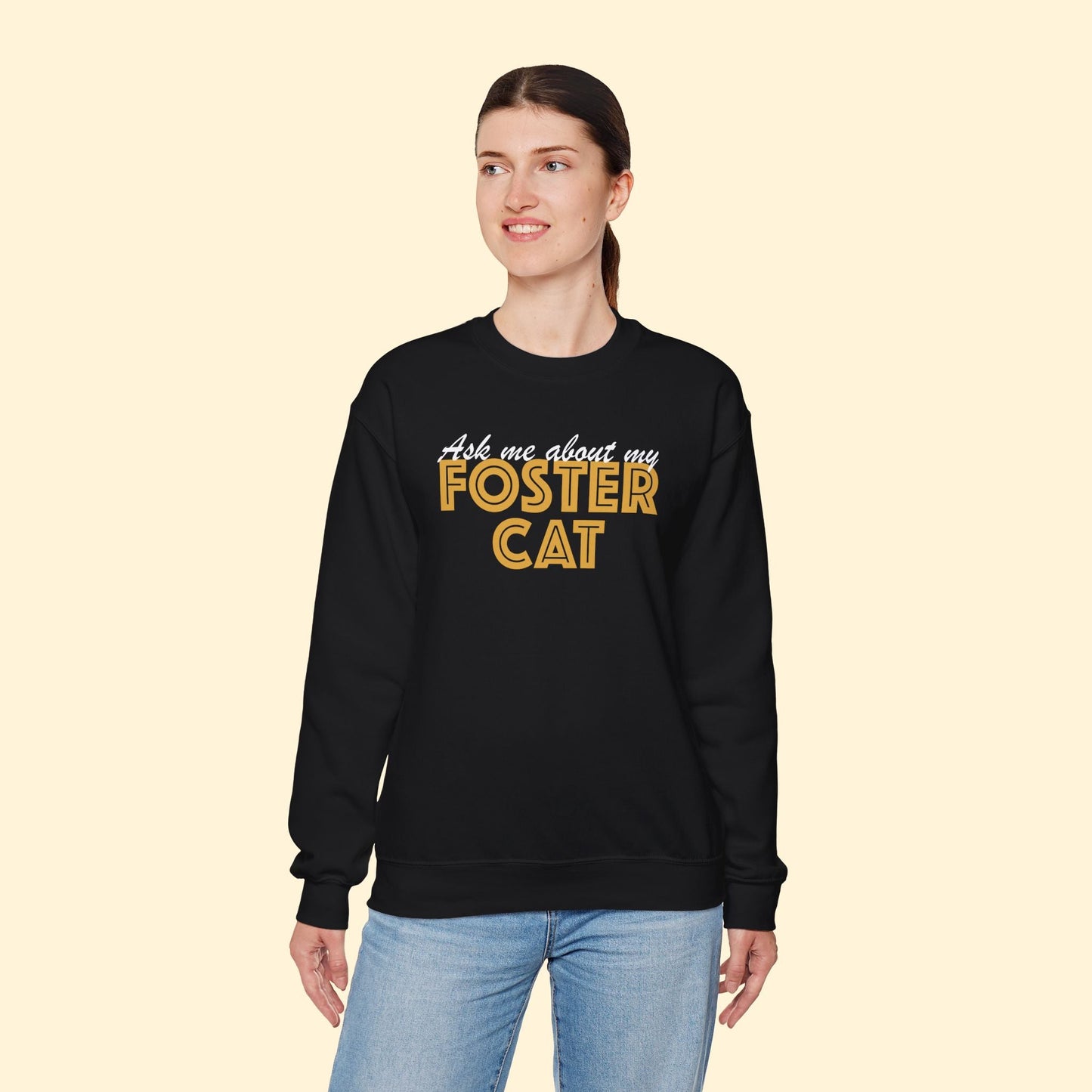 Ask Me About My Foster Cat | Crewneck Sweatshirt - Detezi Designs - 28674781935862553390