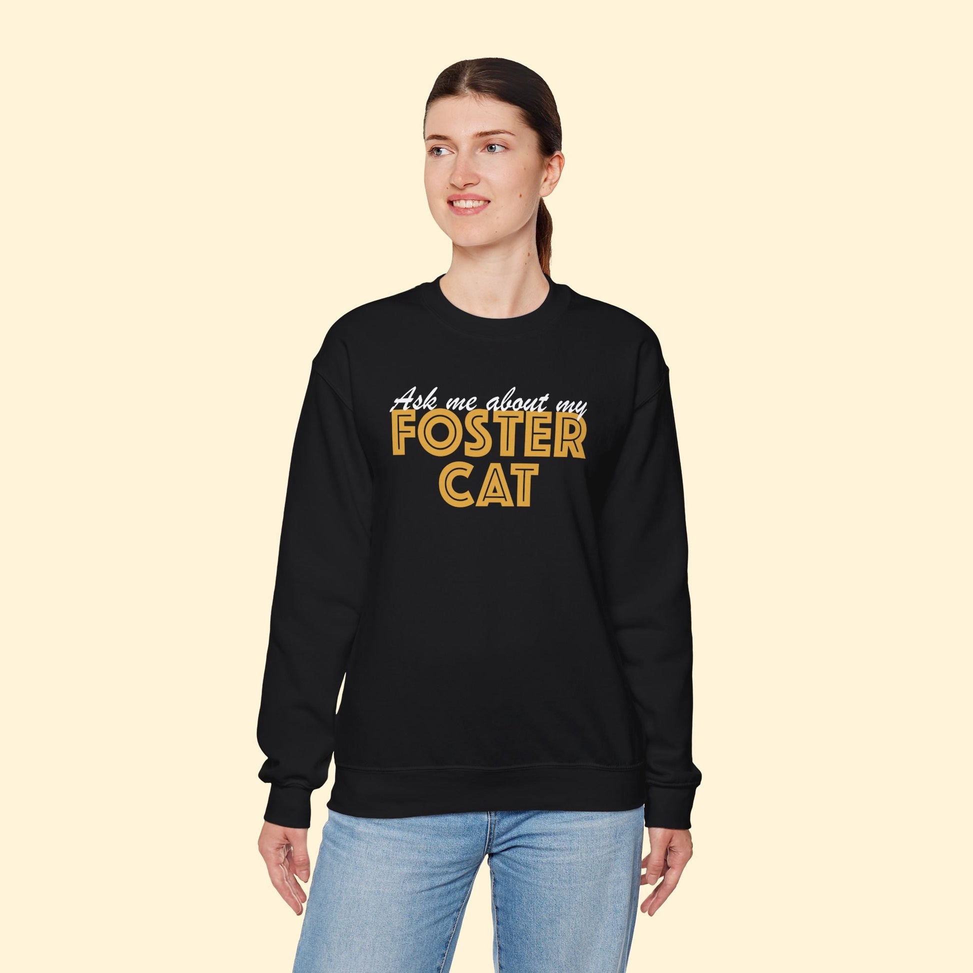 Ask Me About My Foster Cat | Crewneck Sweatshirt - Detezi Designs - 28674781935862553390