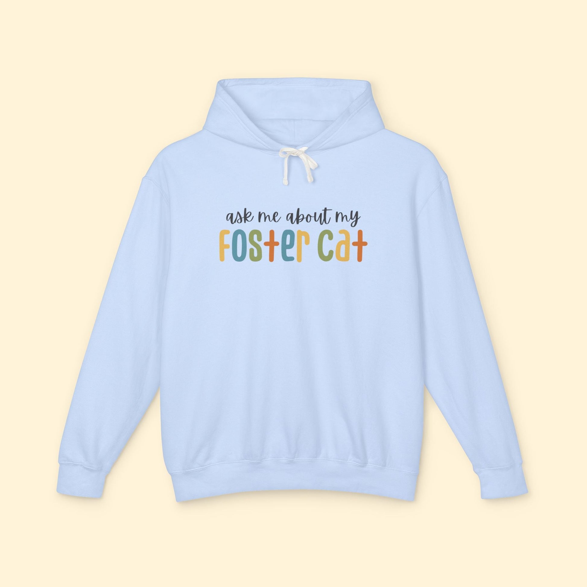 Ask Me About My Foster Cat | Lightweight Comfort Colors Hooded Sweatshirt - Detezi Designs - 13371420305729457940