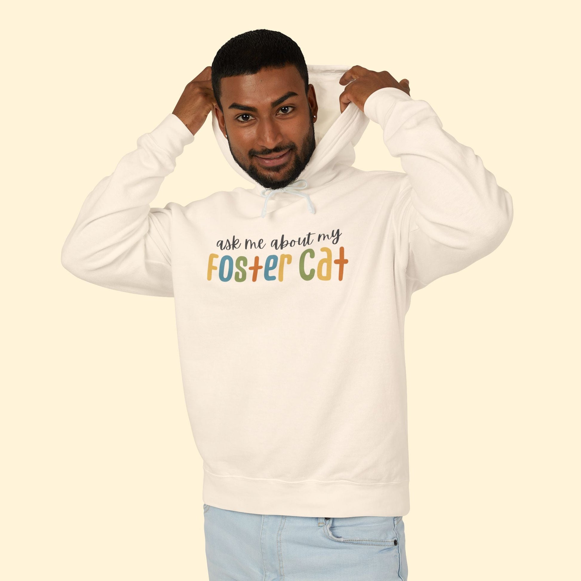 Ask Me About My Foster Cat | Lightweight Comfort Colors Hooded Sweatshirt - Detezi Designs - 26399020599889183281