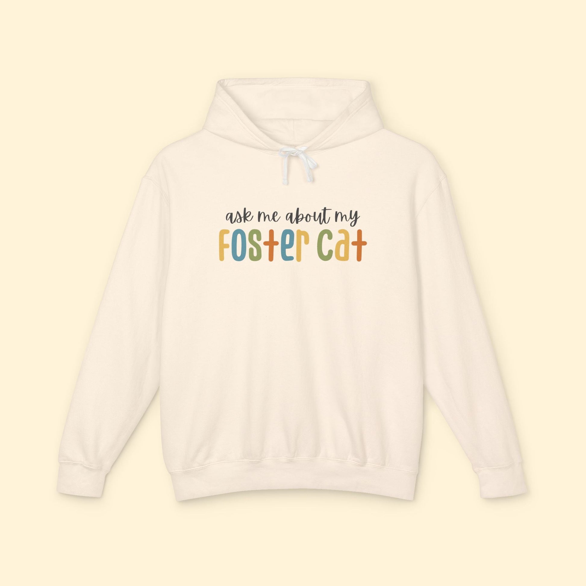 Ask Me About My Foster Cat | Lightweight Comfort Colors Hooded Sweatshirt - Detezi Designs - 99683784911435229922