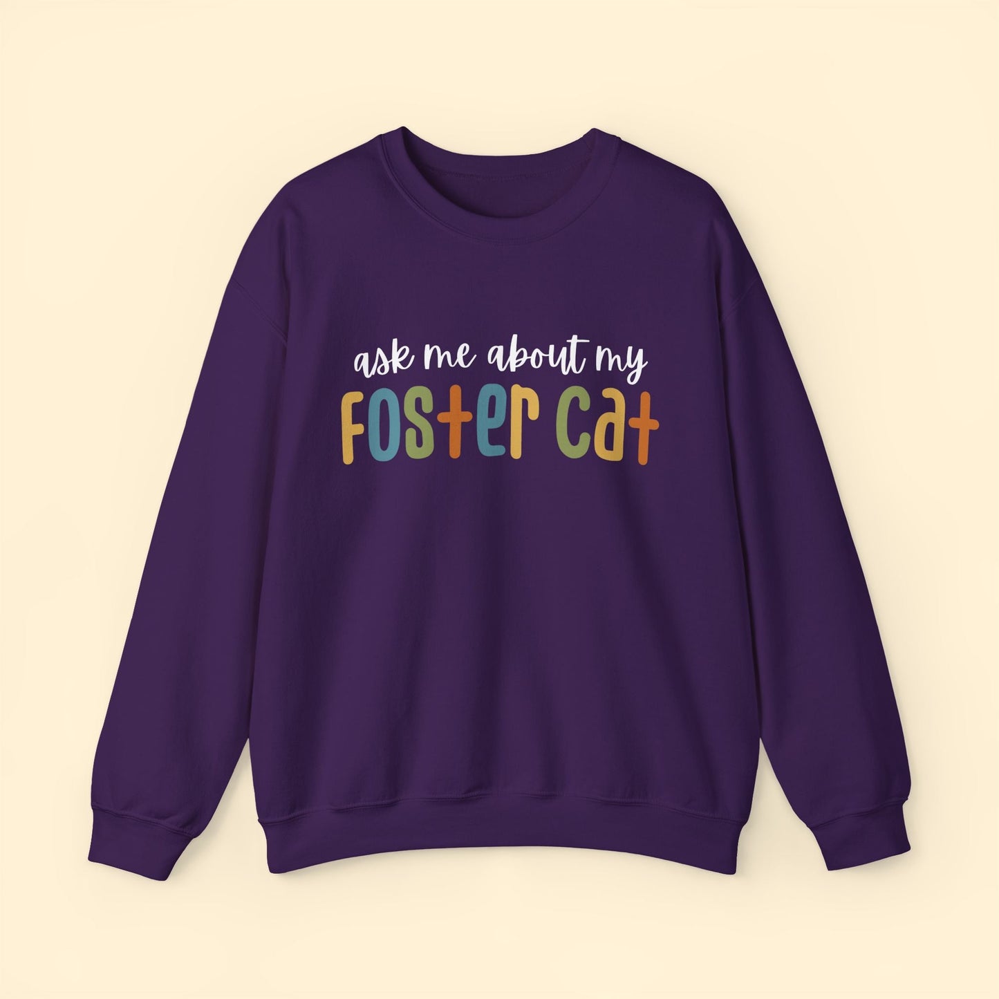 Ask Me About My Foster Cat - Retro Colors | Crewneck Sweatshirt - Detezi Designs - 25991173020989747134
