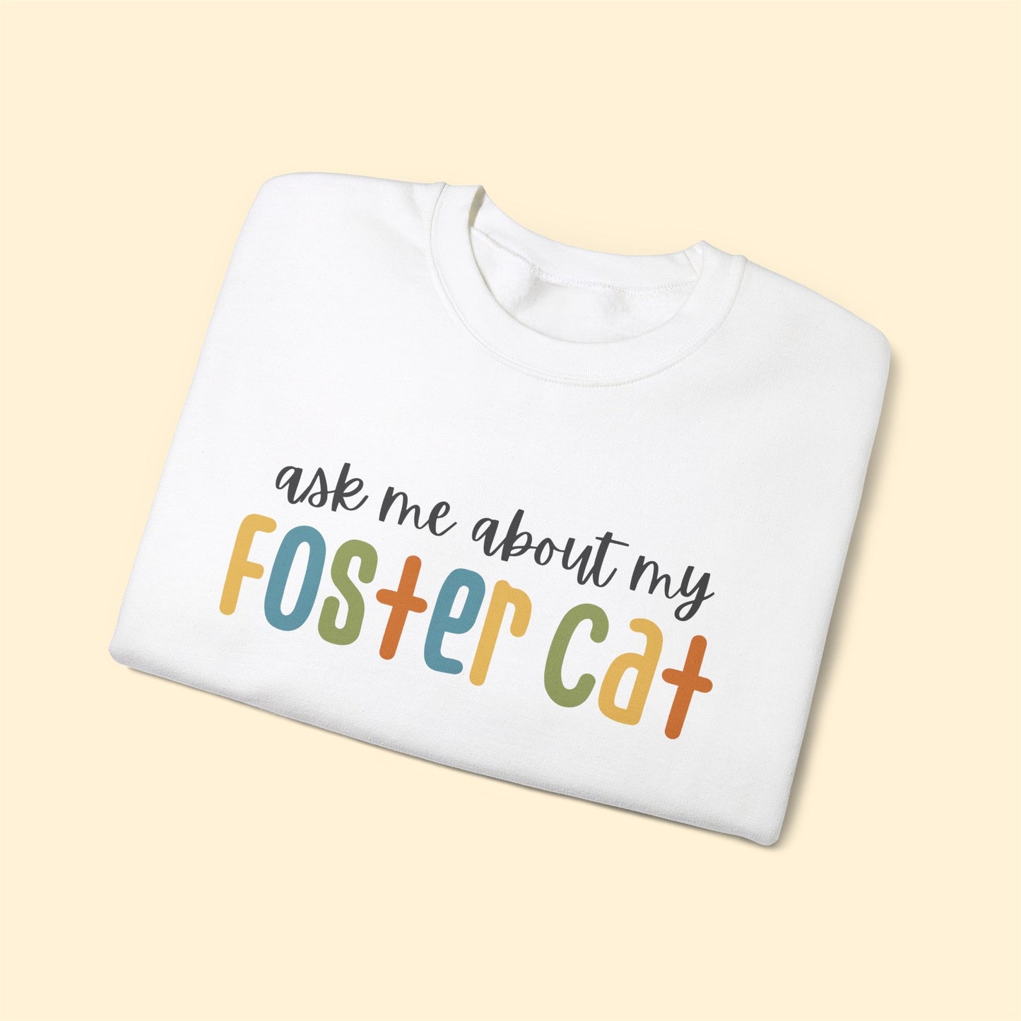 Ask Me About My Foster Cat - Retro Colors | Crewneck Sweatshirt - Detezi Designs-31066518189544540033