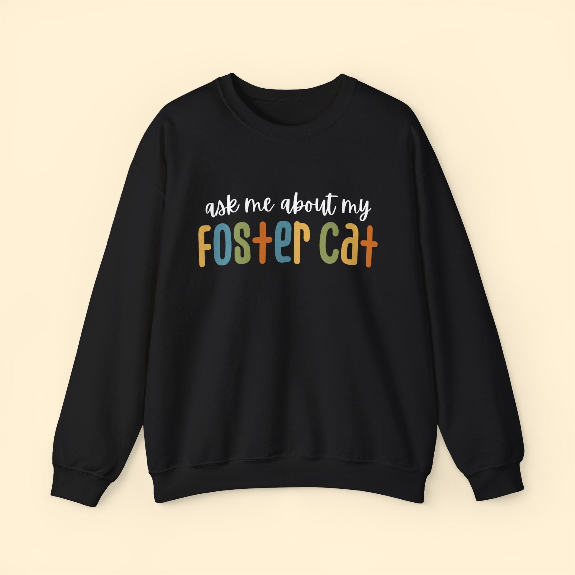 Ask Me About My Foster Cat - Retro Colors | Crewneck Sweatshirt - Detezi Designs-31066518189544540033