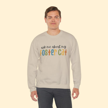 Ask Me About My Foster Cat - Retro Colors | Crewneck Sweatshirt - Detezi Designs-31066518189544540033