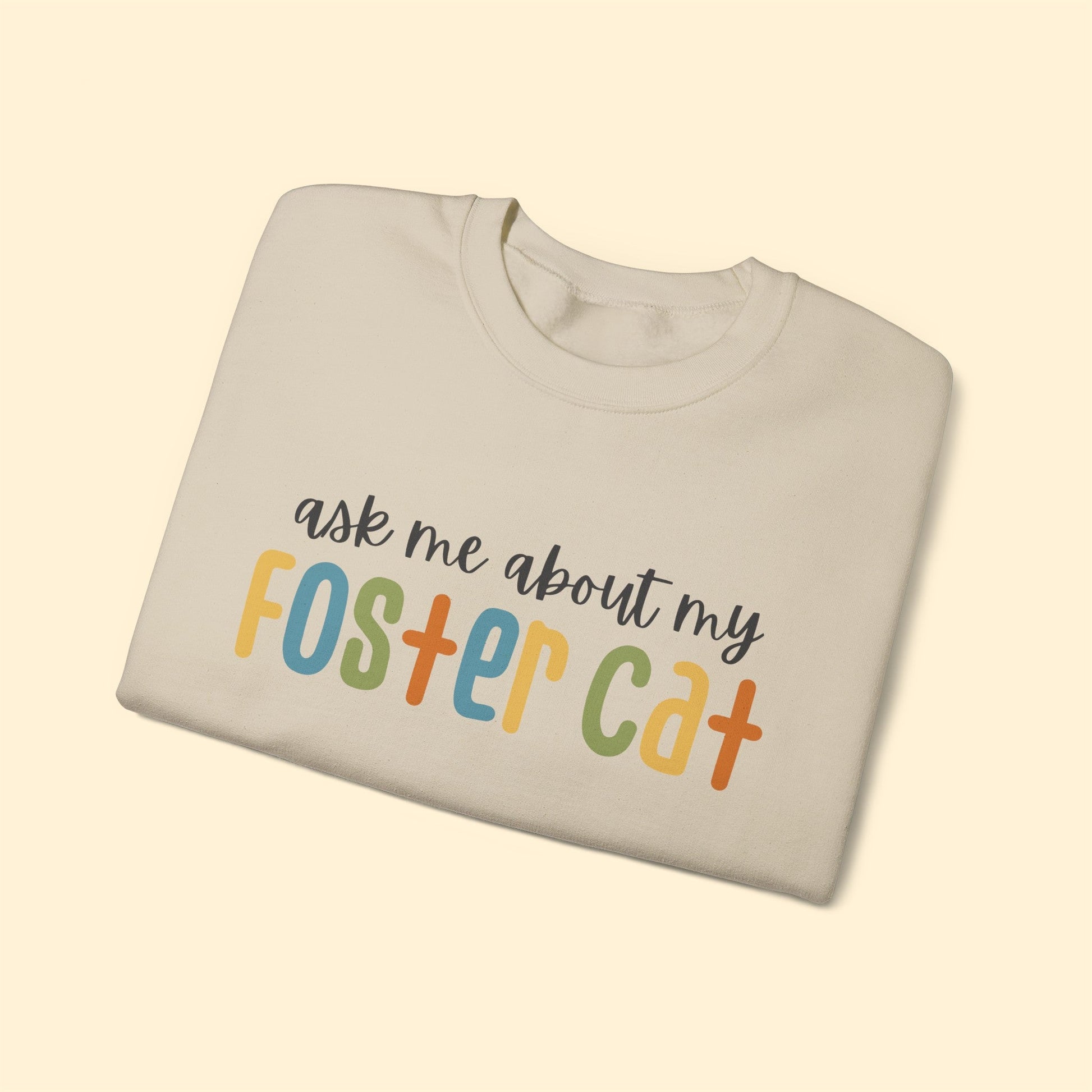 Ask Me About My Foster Cat - Retro Colors | Crewneck Sweatshirt - Detezi Designs-31066518189544540033