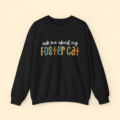 Ask Me About My Foster Cat - Retro Colors | Crewneck Sweatshirt - Detezi Designs - 31066518189544540033