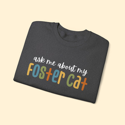 Ask Me About My Foster Cat - Retro Colors | Crewneck Sweatshirt - Detezi Designs-31066518189544540033