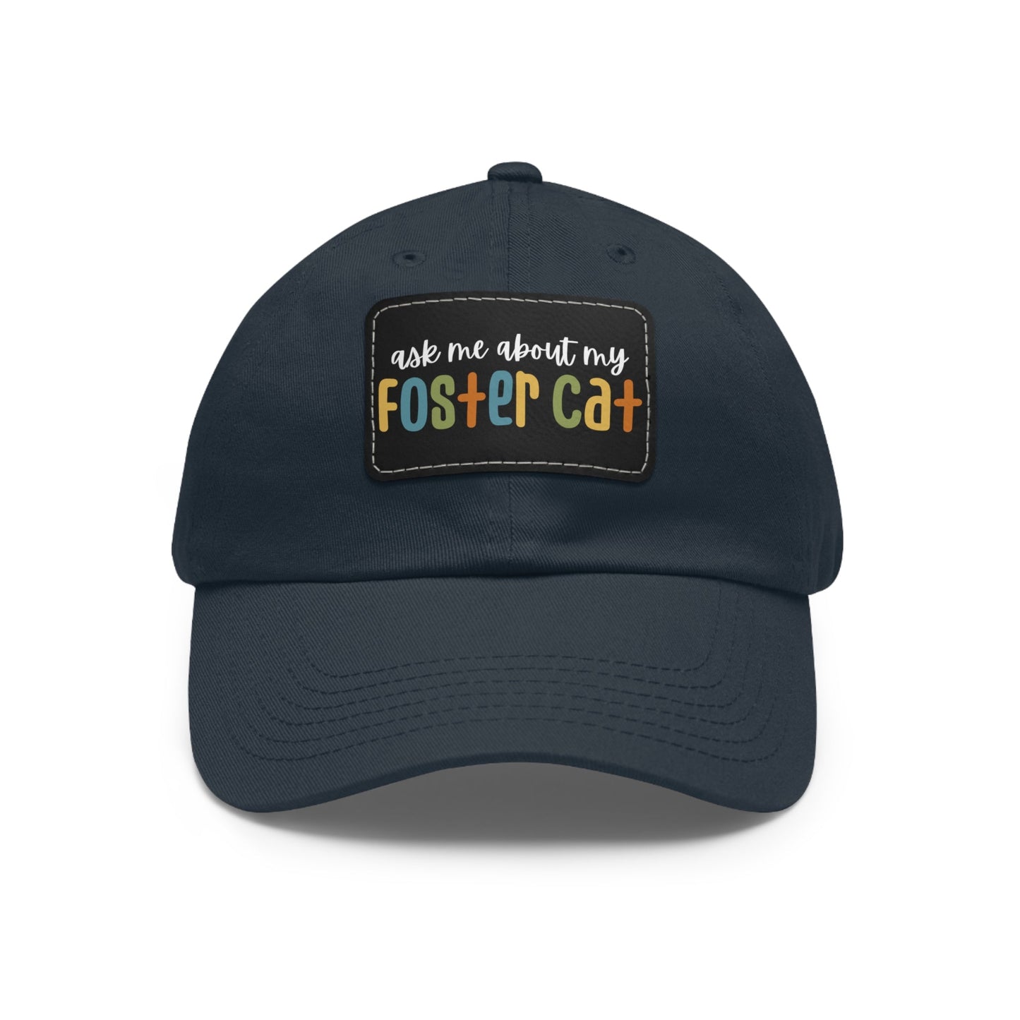 Ask Me About My Foster Cat - Retro Colors | Dad Hat - Detezi Designs - 10458965066983134909