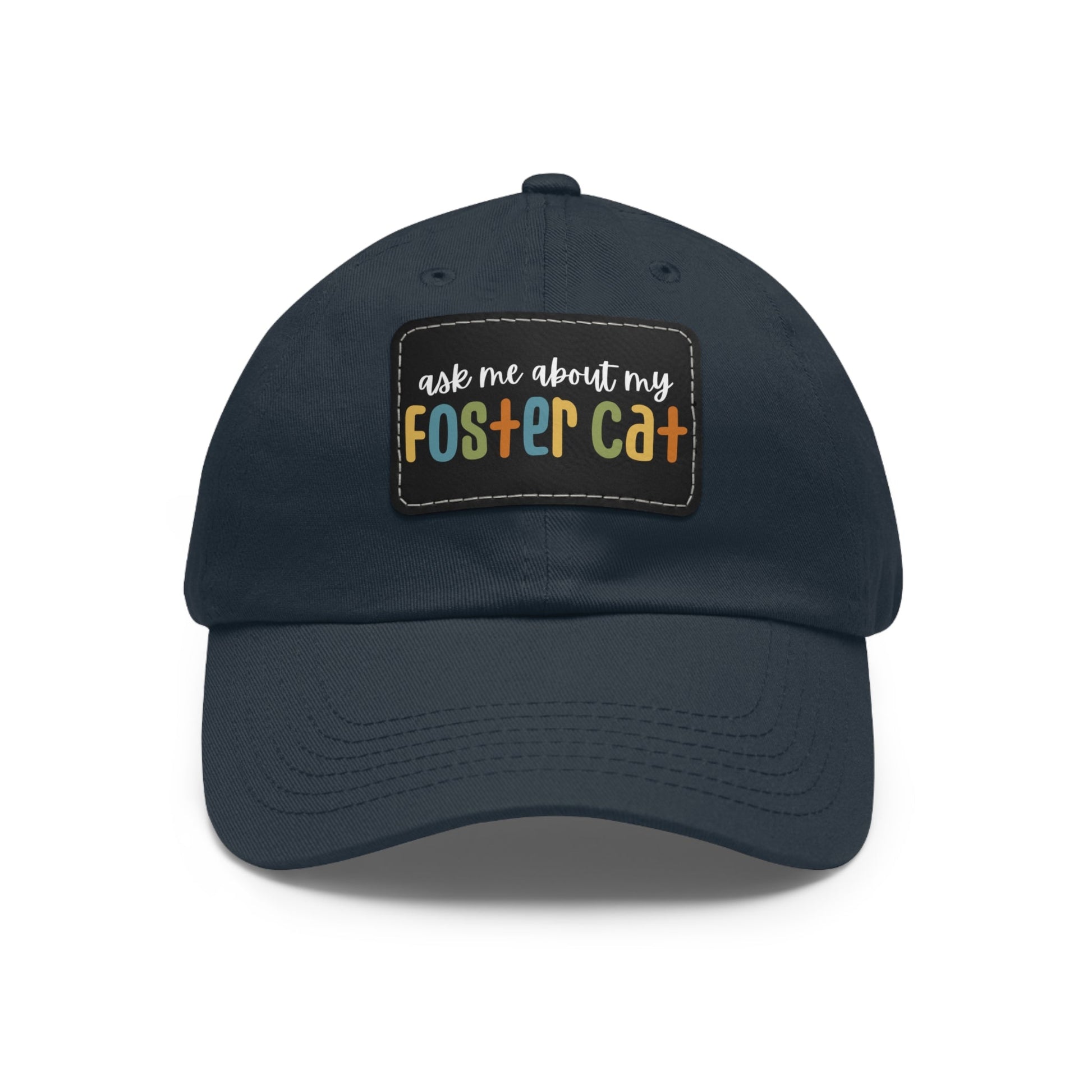Ask Me About My Foster Cat - Retro Colors | Dad Hat - Detezi Designs - 10458965066983134909