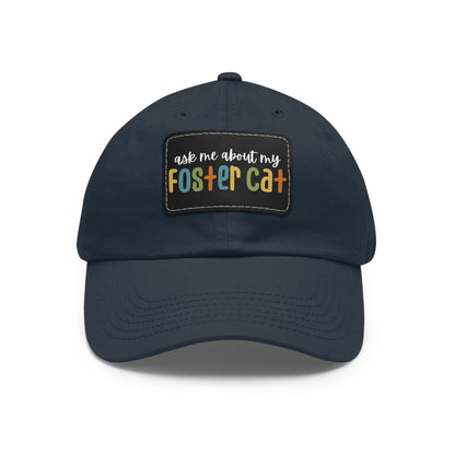 Ask Me About My Foster Cat - Retro Colors | Dad Hat - Detezi Designs - 10458965066983134909