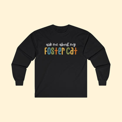 Ask Me About My Foster Cat - Retro Colors | Long Sleeve Tee - Detezi Designs - 48080285823841979606