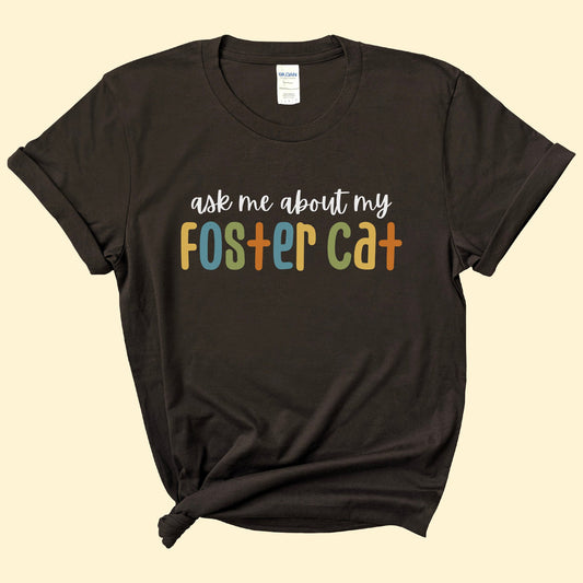 Ask Me About My Foster Cat - Retro Colors | Text Tees - Detezi Designs-19786140072601396390