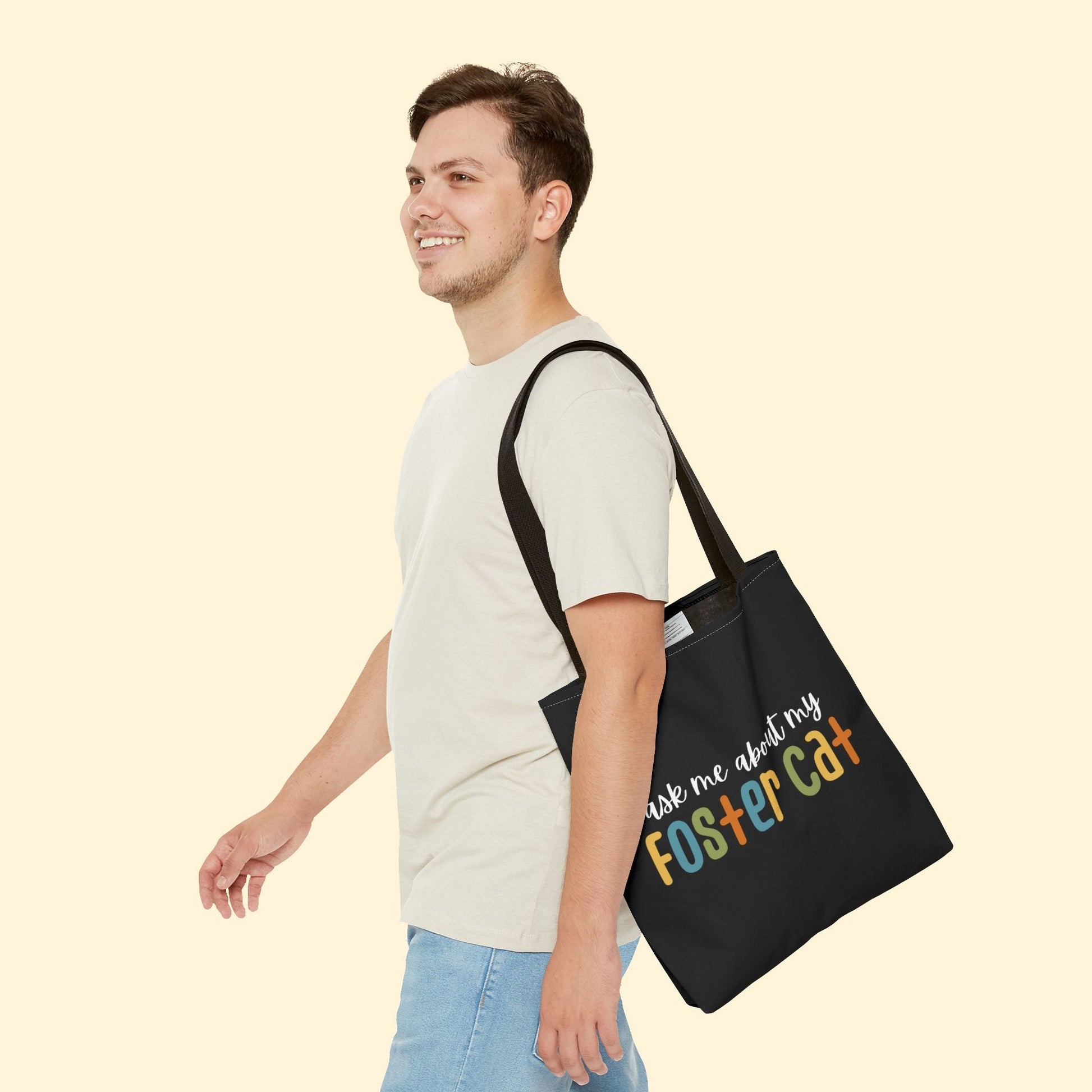 Ask Me About My Foster Cat - Retro Colors | Tote Bag - Detezi Designs - 17422077251734639728