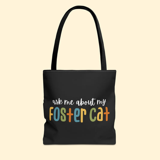 Ask Me About My Foster Cat - Retro Colors | Tote Bag - Detezi Designs - 41410087935876295594