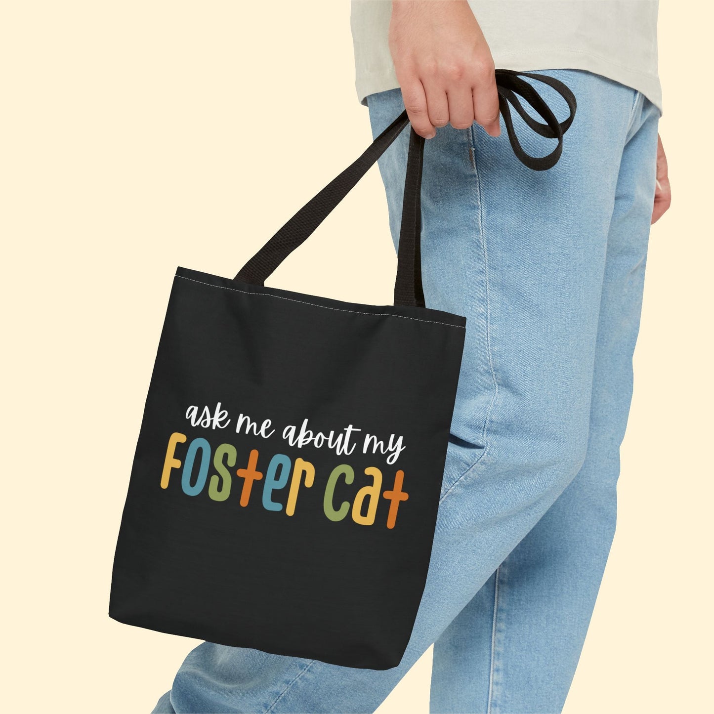 Ask Me About My Foster Cat - Retro Colors | Tote Bag - Detezi Designs - 89548494592273517717