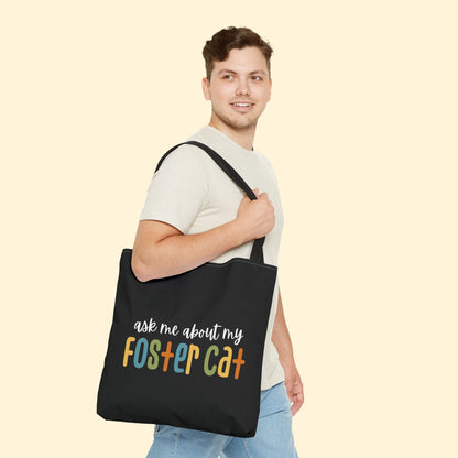 Ask Me About My Foster Cat - Retro Colors | Tote Bag - Detezi Designs - 89548494592273517717