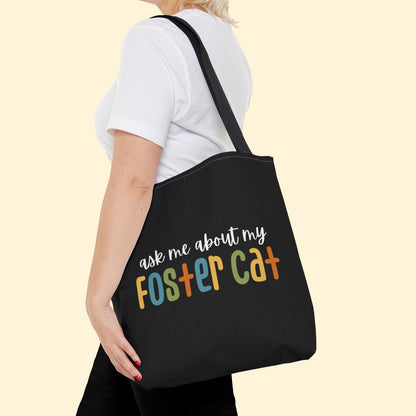 Ask Me About My Foster Cat - Retro Colors | Tote Bag - Detezi Designs - 89548494592273517717