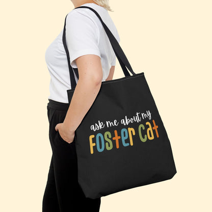 Ask Me About My Foster Cat - Retro Colors | Tote Bag - Detezi Designs - 89548494592273517717