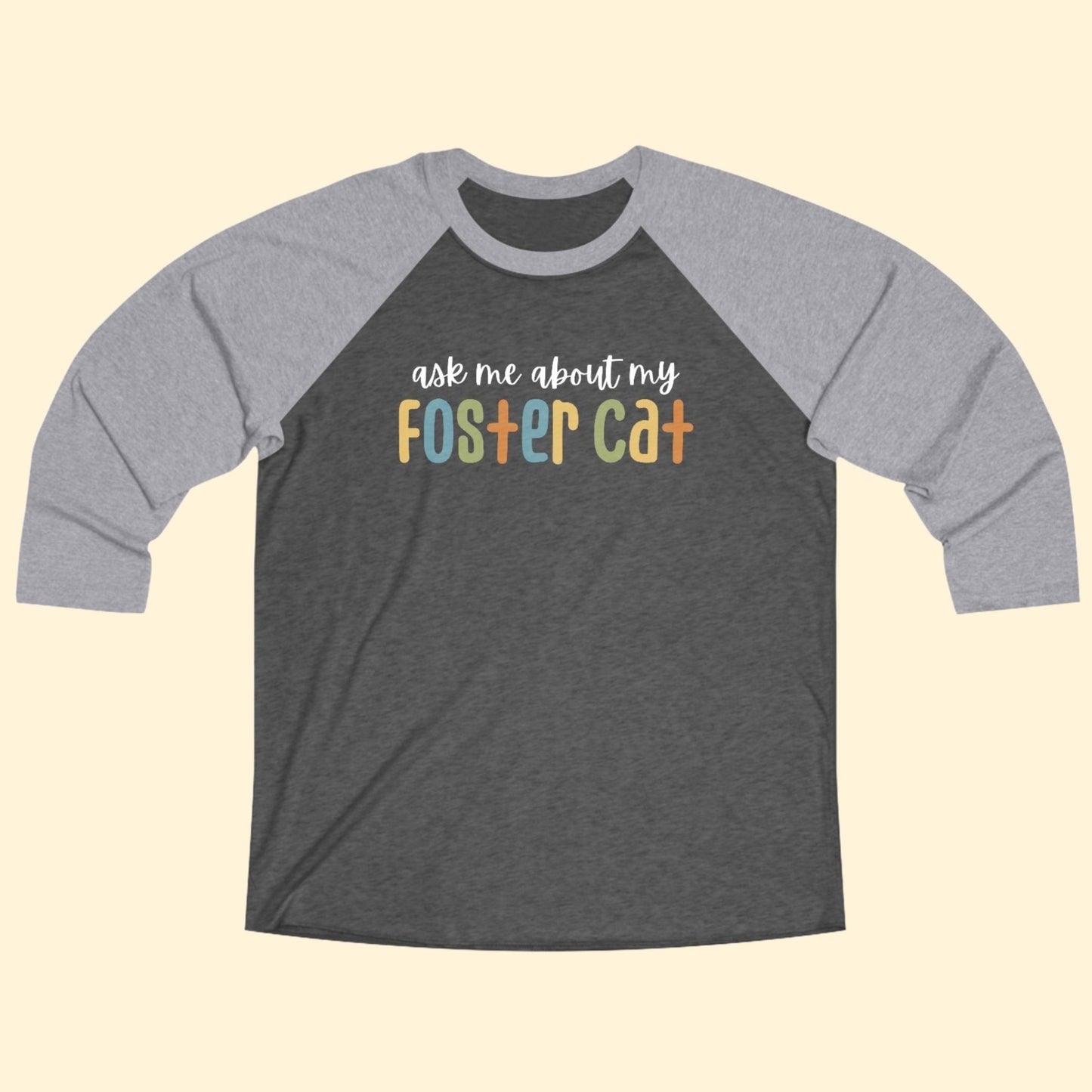 Ask Me About My Foster Cat - Retro Colors | Unisex 3\4 Sleeve Tee - Detezi Designs - 27024235059922412593