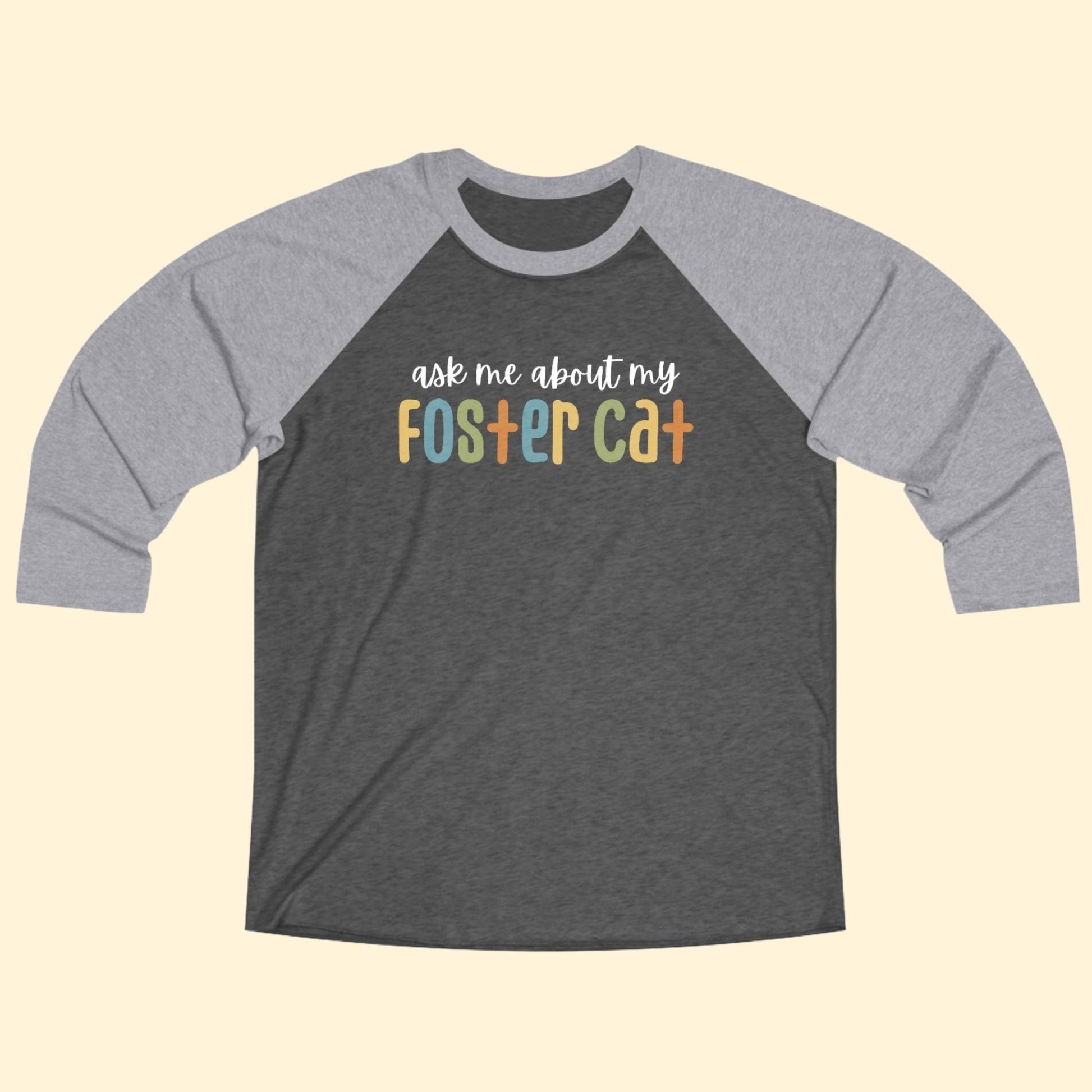 Ask Me About My Foster Cat - Retro Colors | Unisex 3\4 Sleeve Tee - Detezi Designs - 27024235059922412593