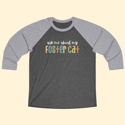 Ask Me About My Foster Cat - Retro Colors | Unisex 3\4 Sleeve Tee - Detezi Designs - 27024235059922412593