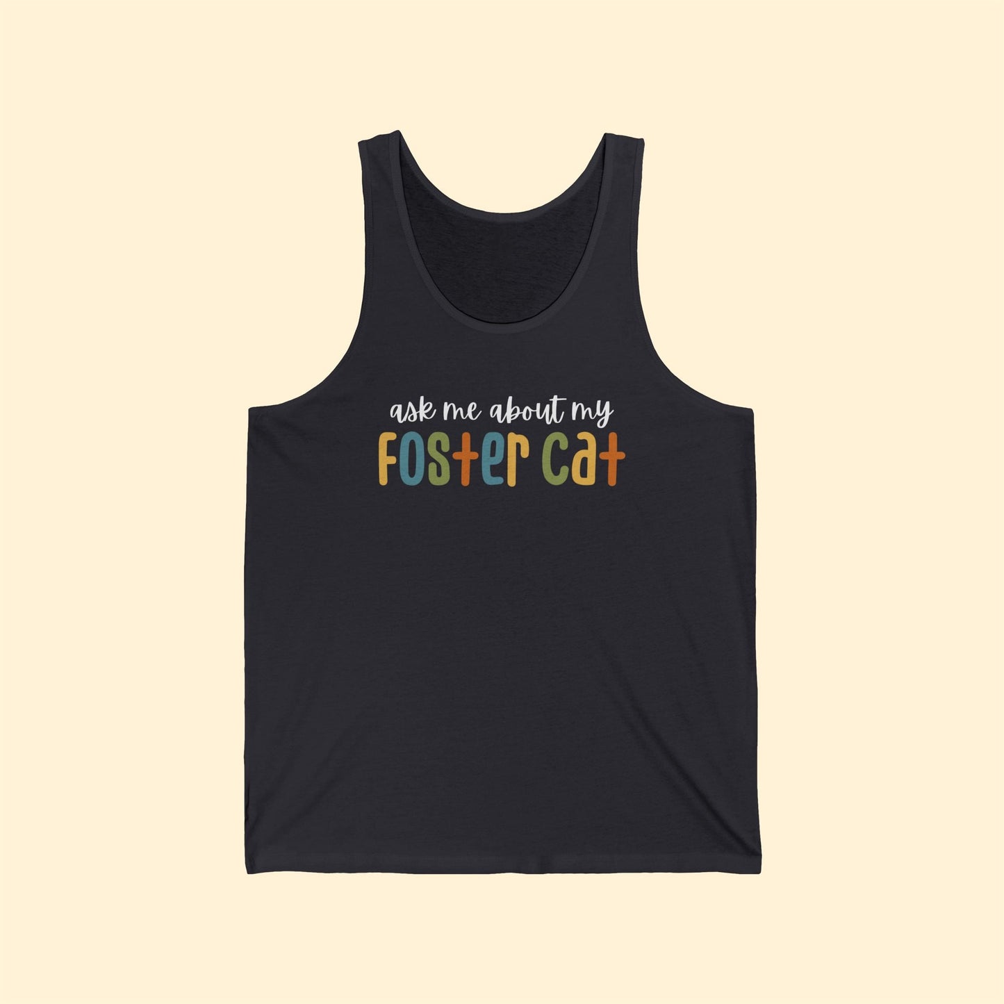 Ask Me About My Foster Cat - Retro Colors | Unisex Tank - Detezi Designs - 26102291320386916422